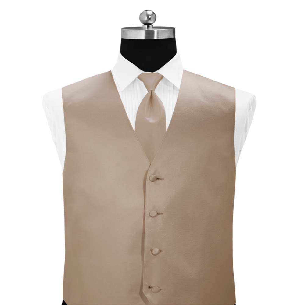 Taupe Simply Solid Tuxedo Vest